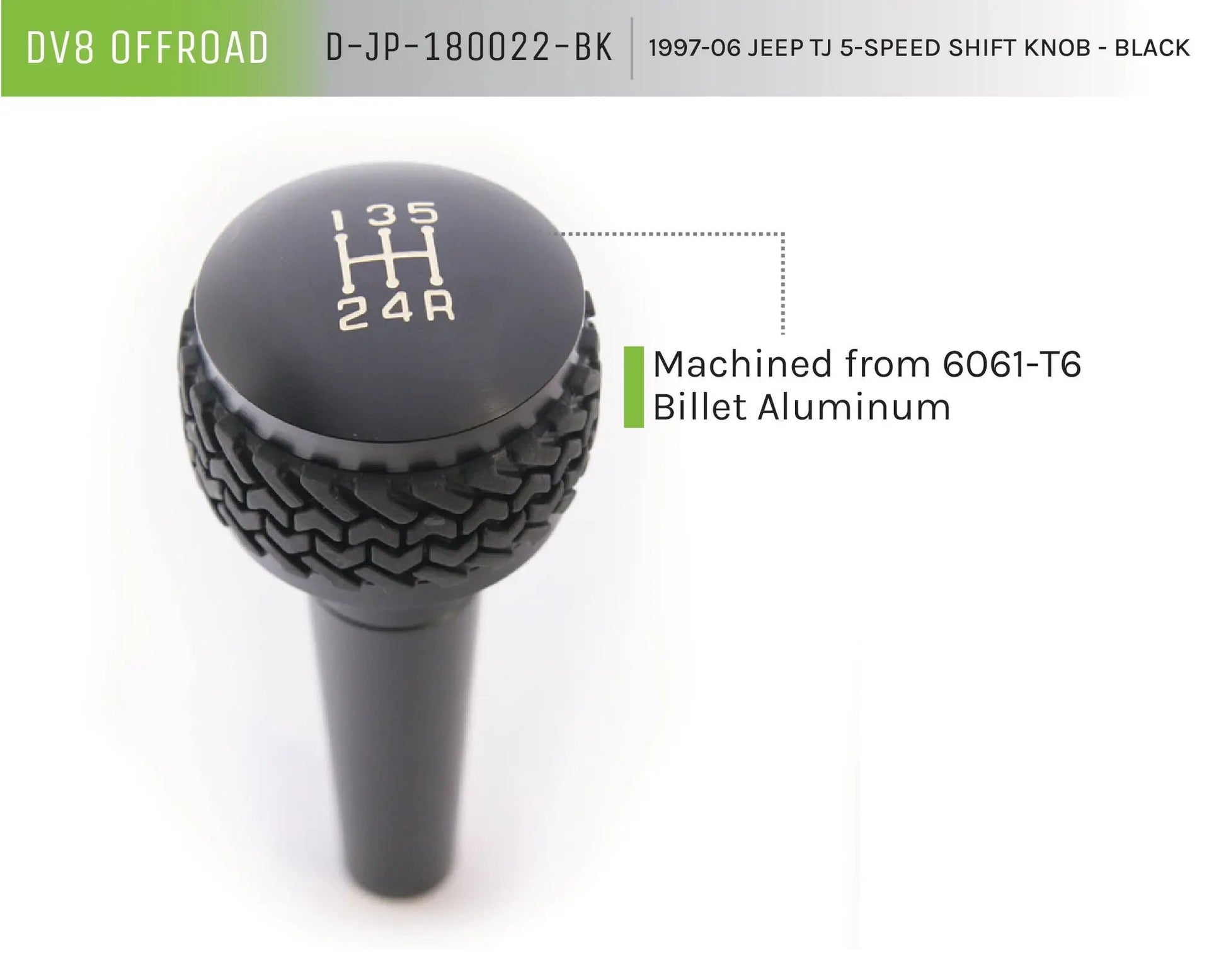 DV8 Offroad Jeep TJ 5-Speed Shift Knob Black by DV8 Offroad