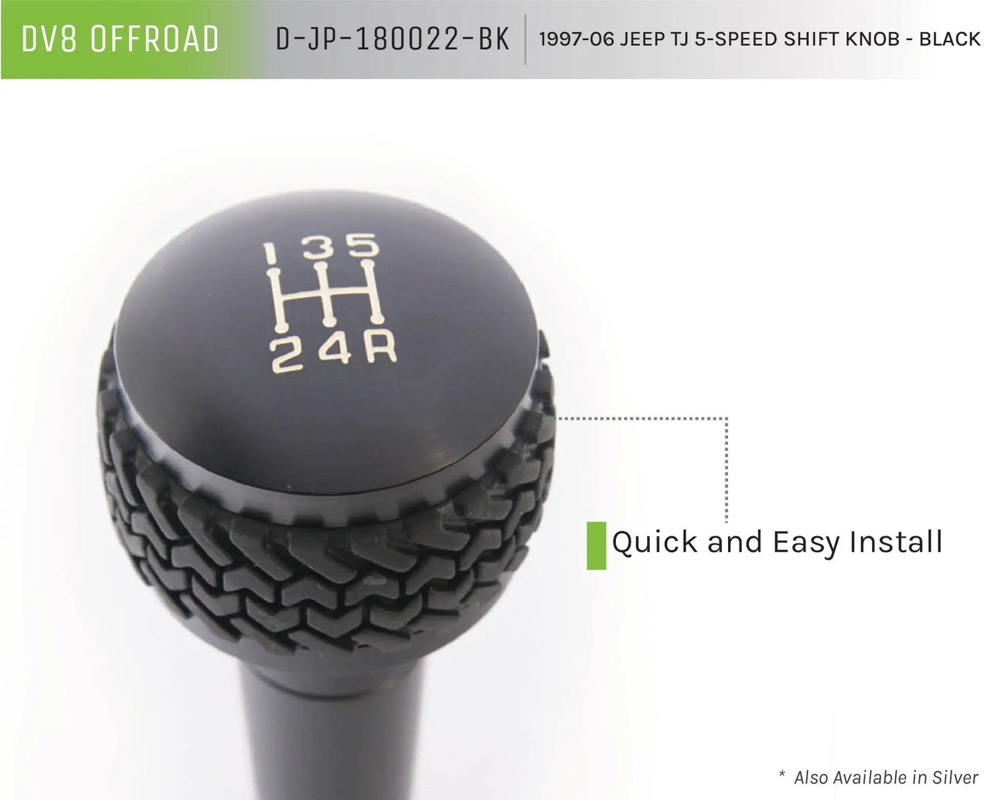 DV8 Offroad Jeep TJ 5-Speed Shift Knob Black by DV8 Offroad