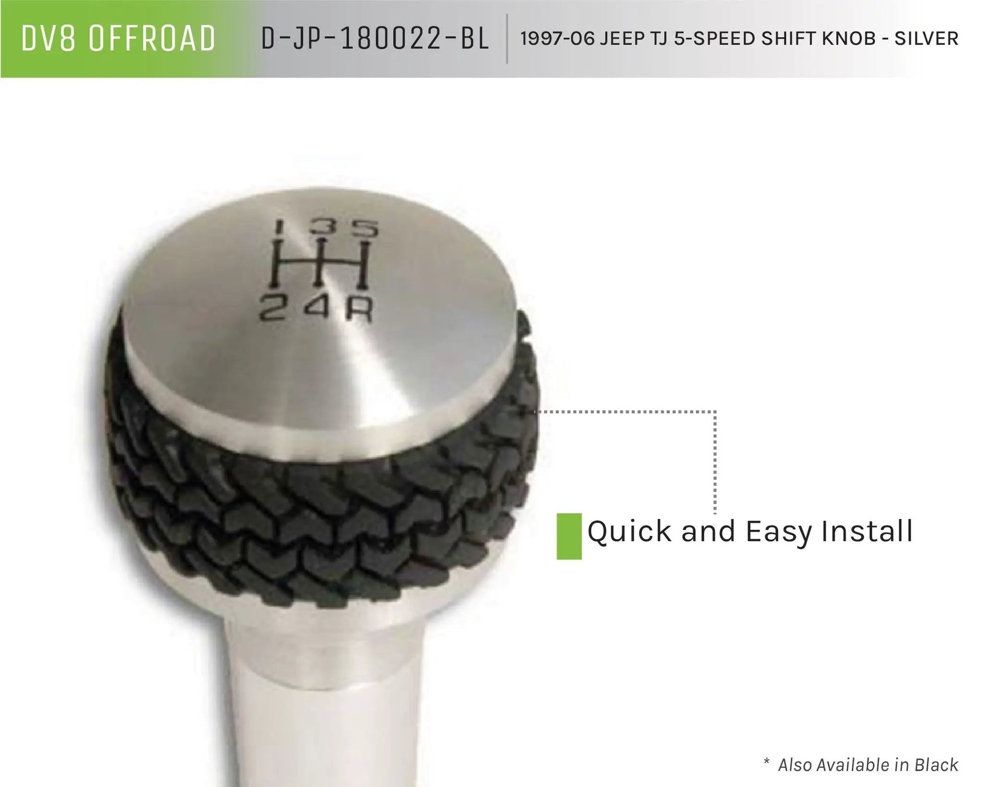 DV8 Offroad Jeep TJ 5-Speed Shift Knob Black by DV8 Offroad