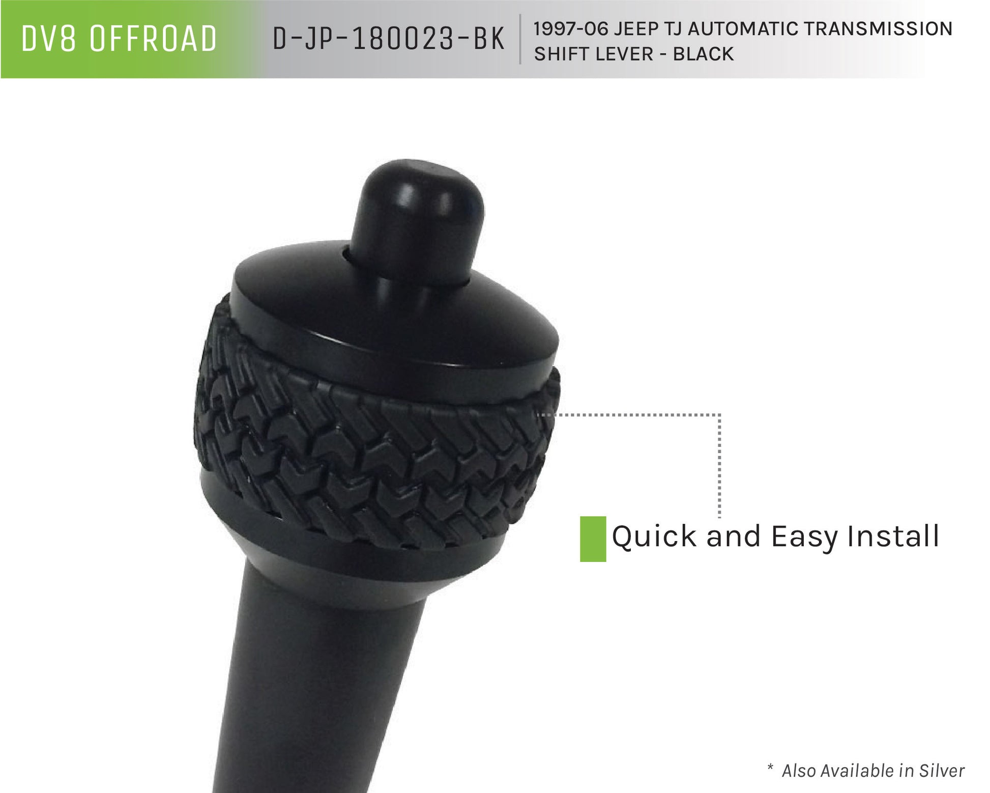 DV8 Offroad Jeep TJ Automatic Transmission Shift Lever Black by DV8 Offroad