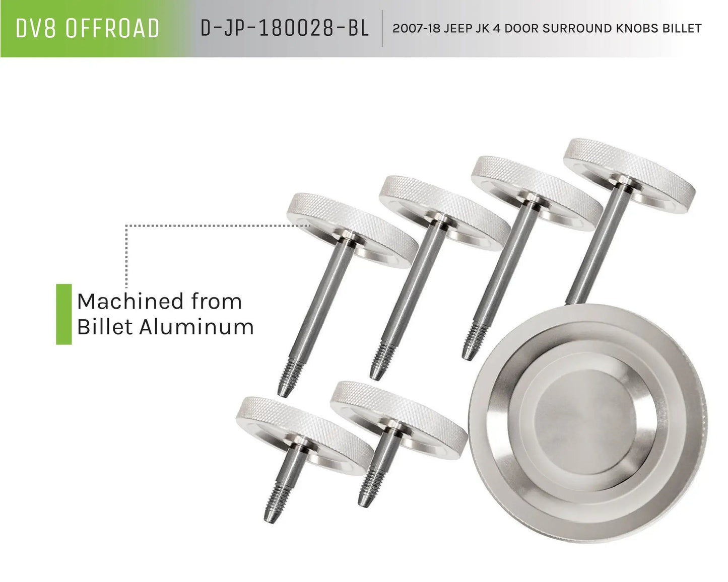DV8 Offroad 07-18 Jeep JK 4-Door Surround Knobs; Billet by DV8 Offroad