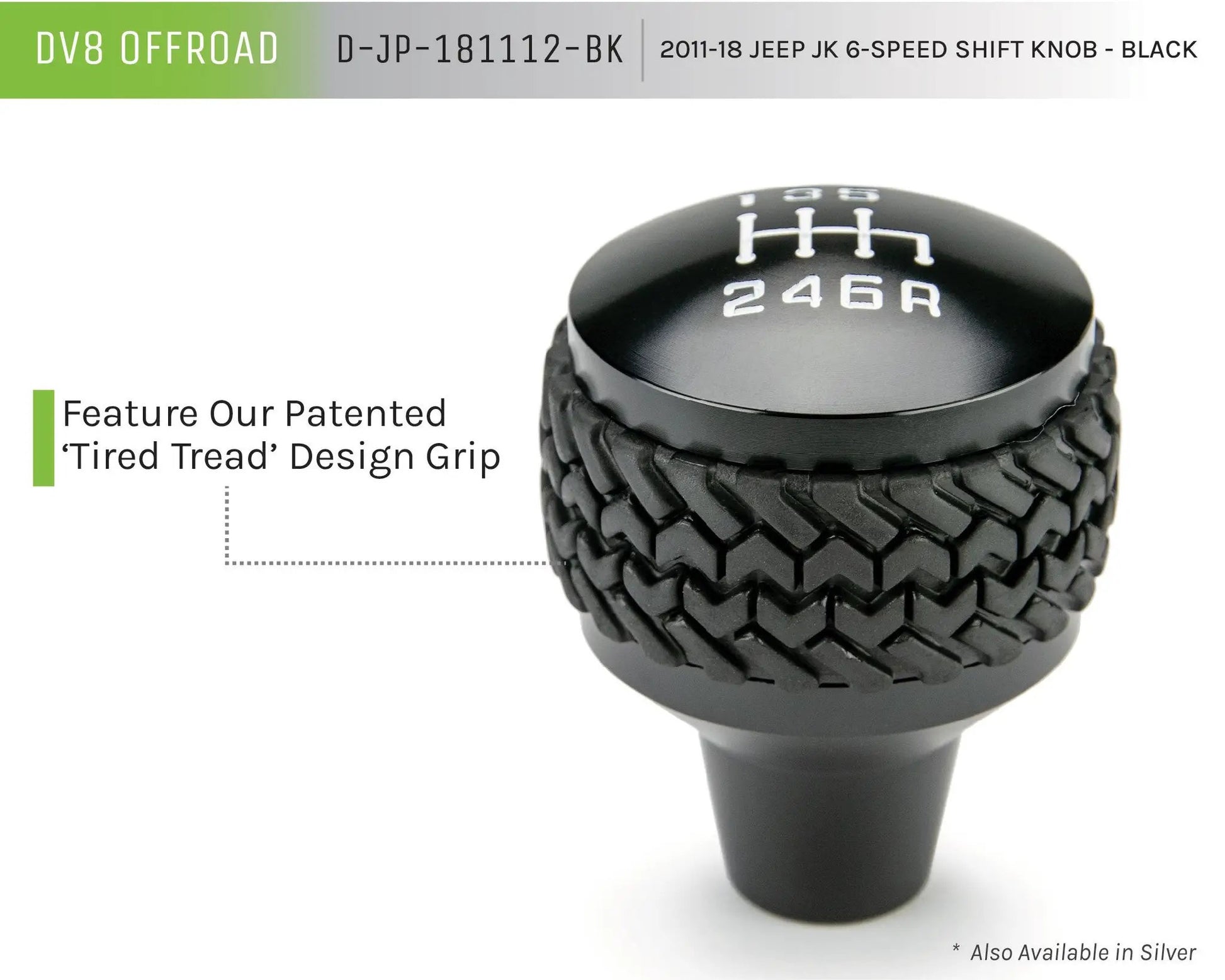 DV8 Offroad 11-18 Jeep JK 6-Speed Shift Knob; Black by DV8 Offroad