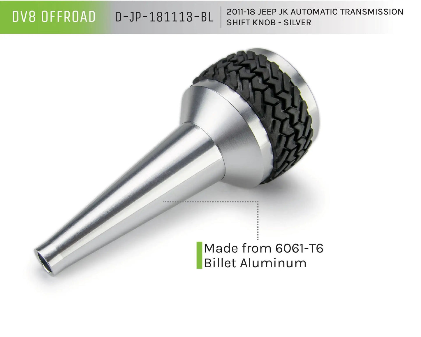 DV8 Offroad 11-18 Jeep JK Auto Trans Shift Knob; Silver by DV8 Offroad