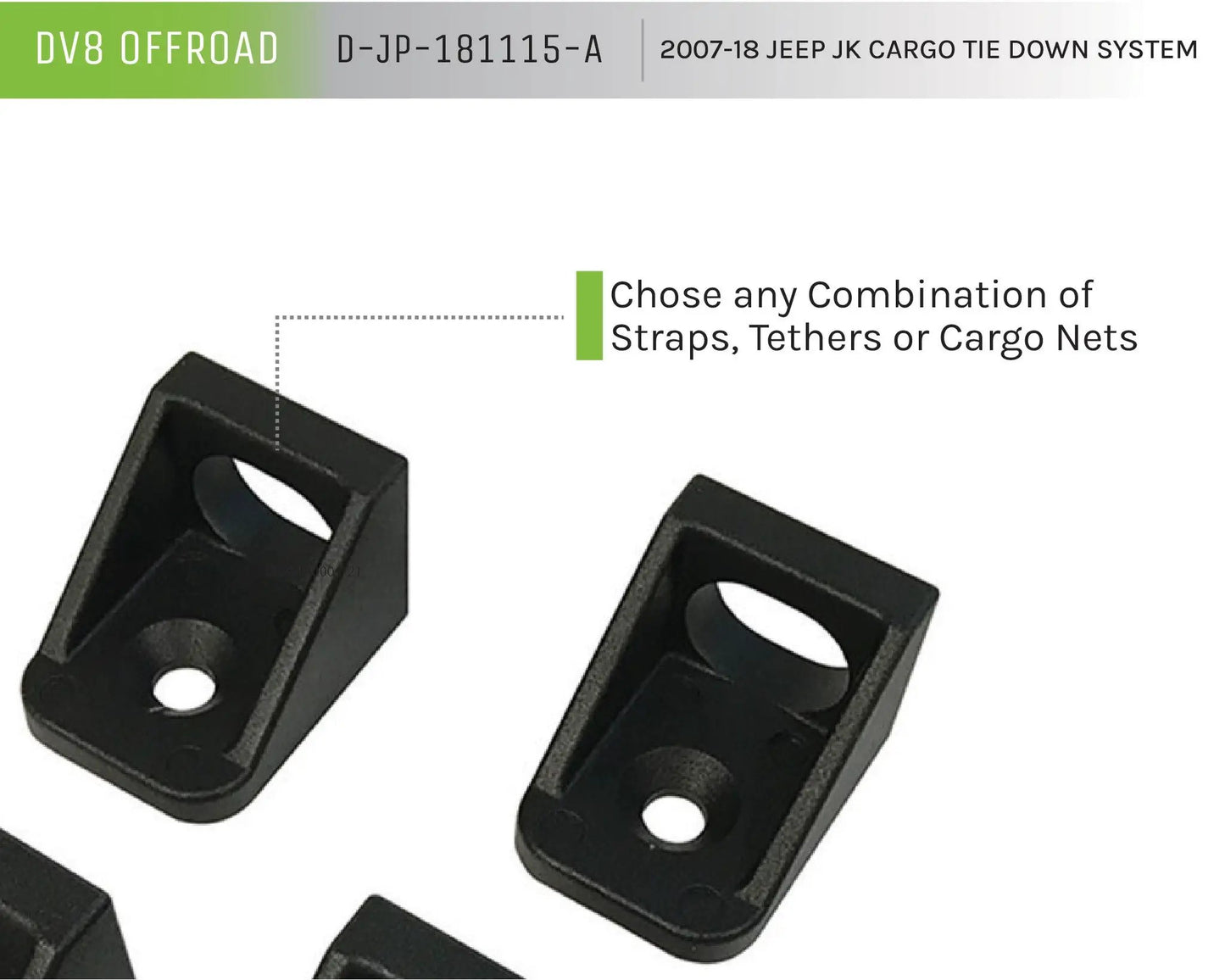 DV8 Offroad 07-18 Jeep JK Cargo Tie Down System; 4-Pieces by DV8 Offroad