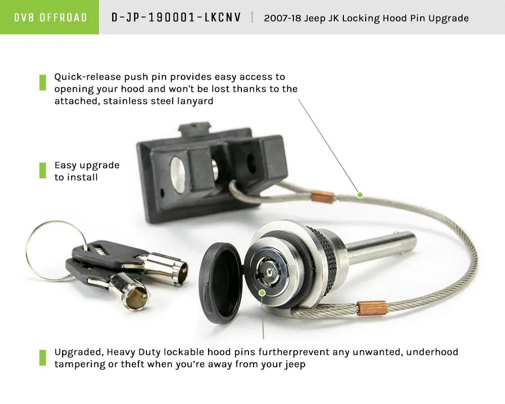 DV8 Offroad 07-18 Jeep Wrangler JK Locking Pin Upgrade for Hold Down Kit by DV8 Offroad
