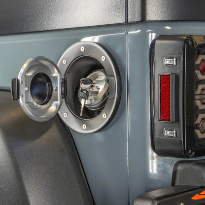 DV8 Offroad 07-18 Jeep JK Fuel Door Assembly; Blk/Slvr by DV8 Offroad