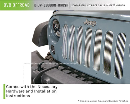 DV8 Offroad 07-18 Jeep JK Grill Inserts; 7-Pieces; Brushed by DV8 Offroad