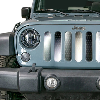 DV8 Offroad 07-18 Jeep JK Grill Inserts; 7-Pieces; Brushed by DV8 Offroad