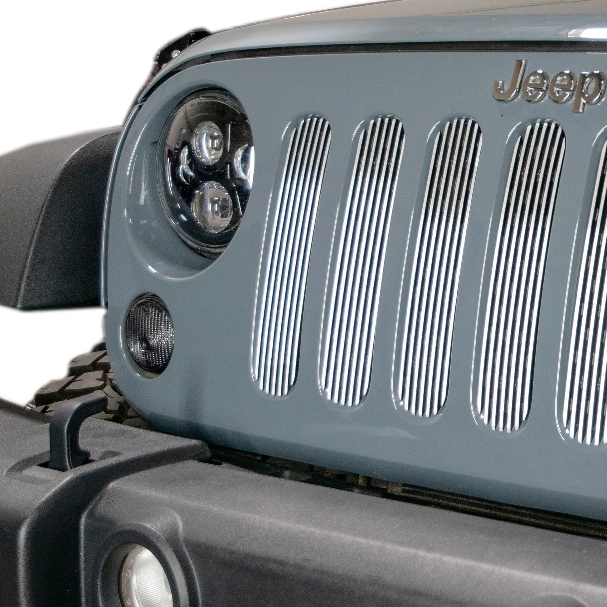 DV8 Offroad 07-18 Jeep JK Grill Inserts; 7-Pieces; Brushed by DV8 Offroad