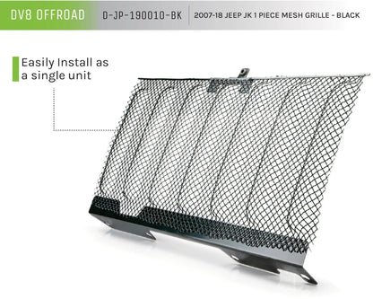 DV8 Offroad 07-18 Jeep JK Mesh Grill; 1 Piece; Black by DV8 Offroad