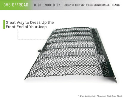 DV8 Offroad 07-18 Jeep JK Mesh Grill; 1 Piece; Black by DV8 Offroad