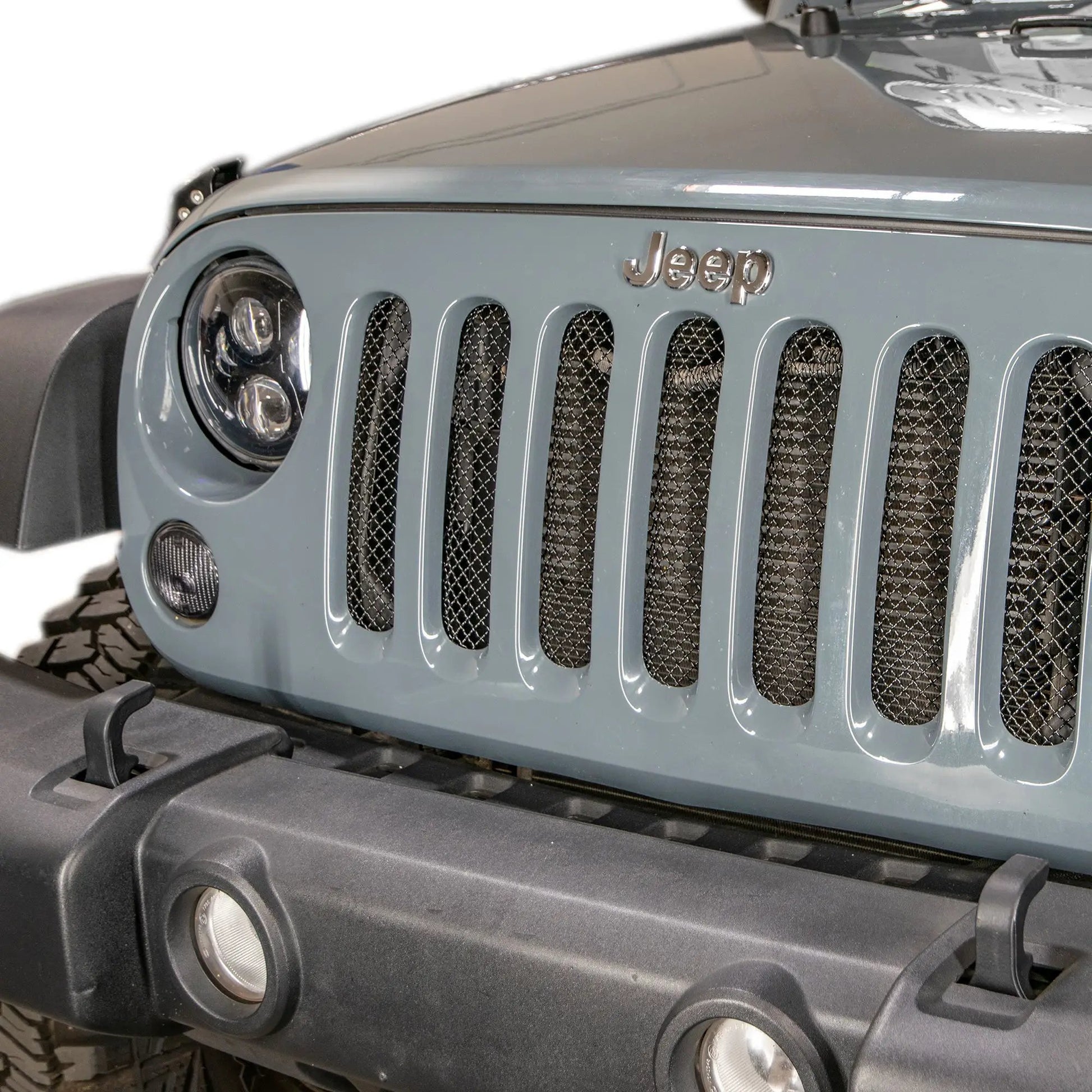 DV8 Offroad 07-18 Jeep JK Mesh Grill; 1 Piece; Black by DV8 Offroad