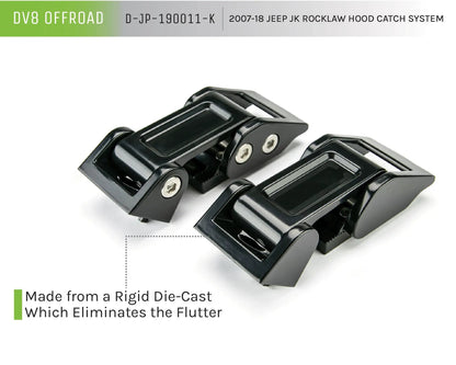 DV8 Offroad 07-18 Jeep JK Rocklaw Hood Catch System; Pair by DV8 Offroad
