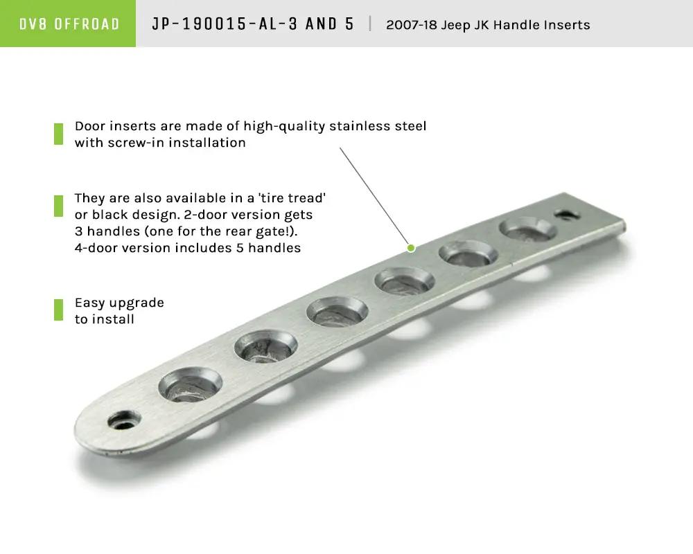 DV8 Offroad 07-18 Jeep JK 2-Door Aluminum Door Handle Inserts; 3-Pieces by DV8 Offroad