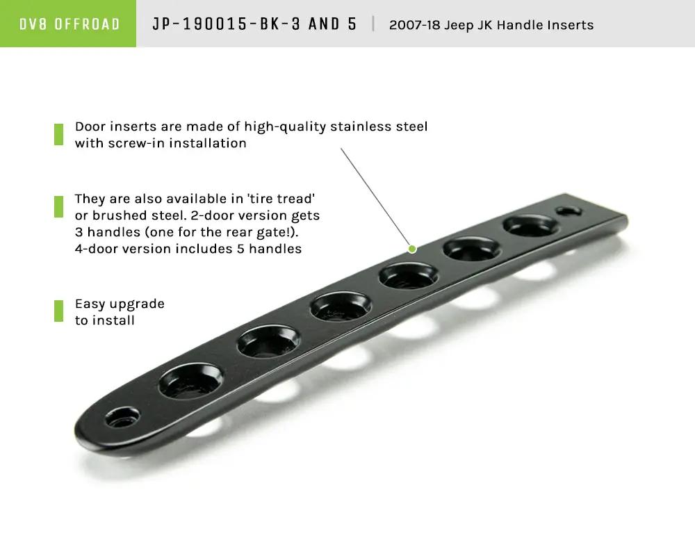 DV8 Offroad 07-18 Jeep JK 2-Door Black Door Handles Inserts; 3-Pieces by DV8 Offroad