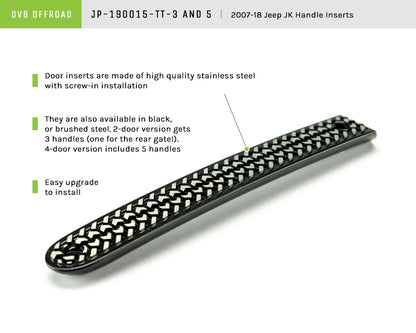 DV8 Offroad 07-18 Jeep JK 2-Door Tire Tread Door Handle Inserts; 3-Pieces by DV8 Offroad