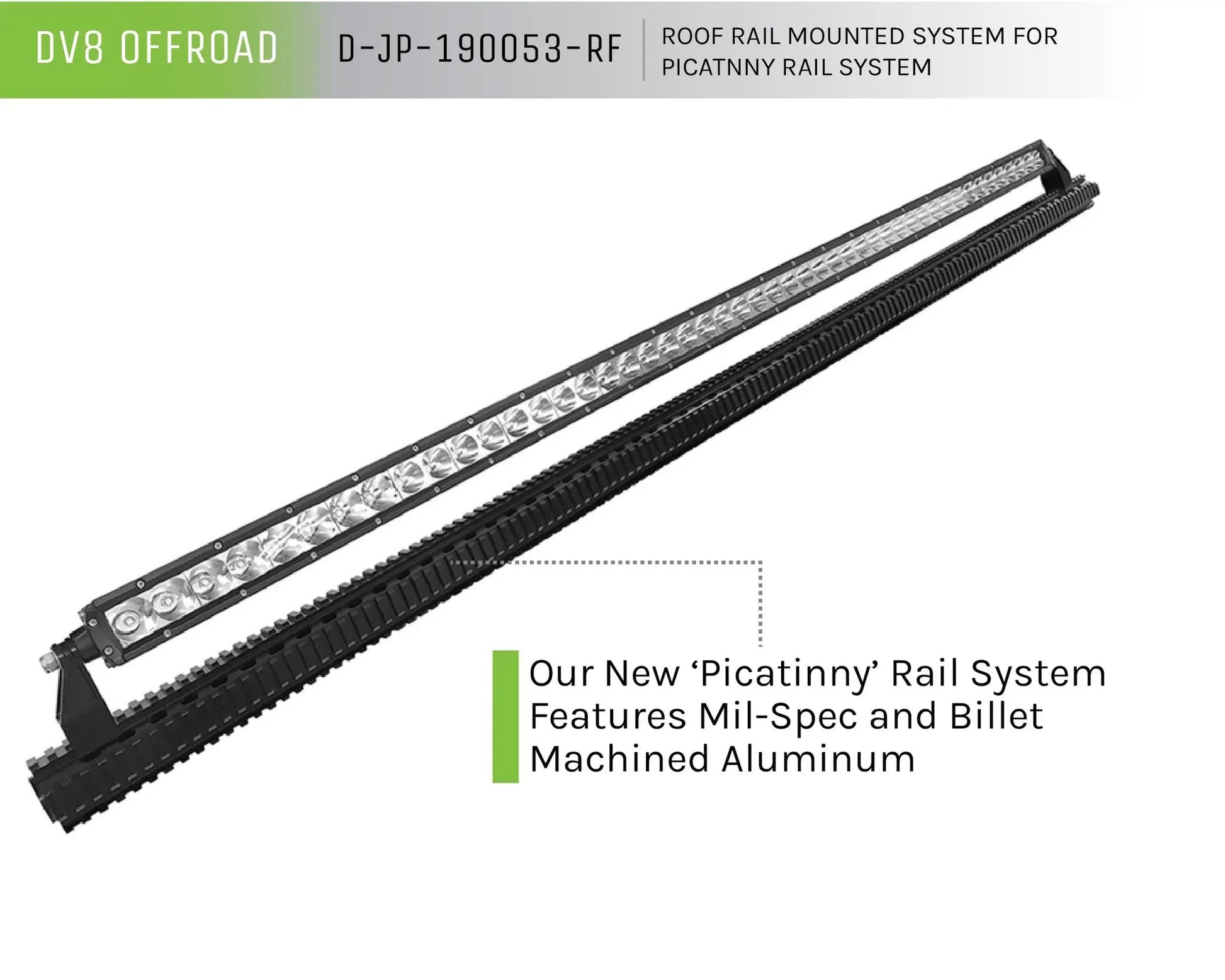DV8 Offroad 07-18 Jeep Wrangler JK Picatinny Roof Rail Mounted System by DV8 Offroad