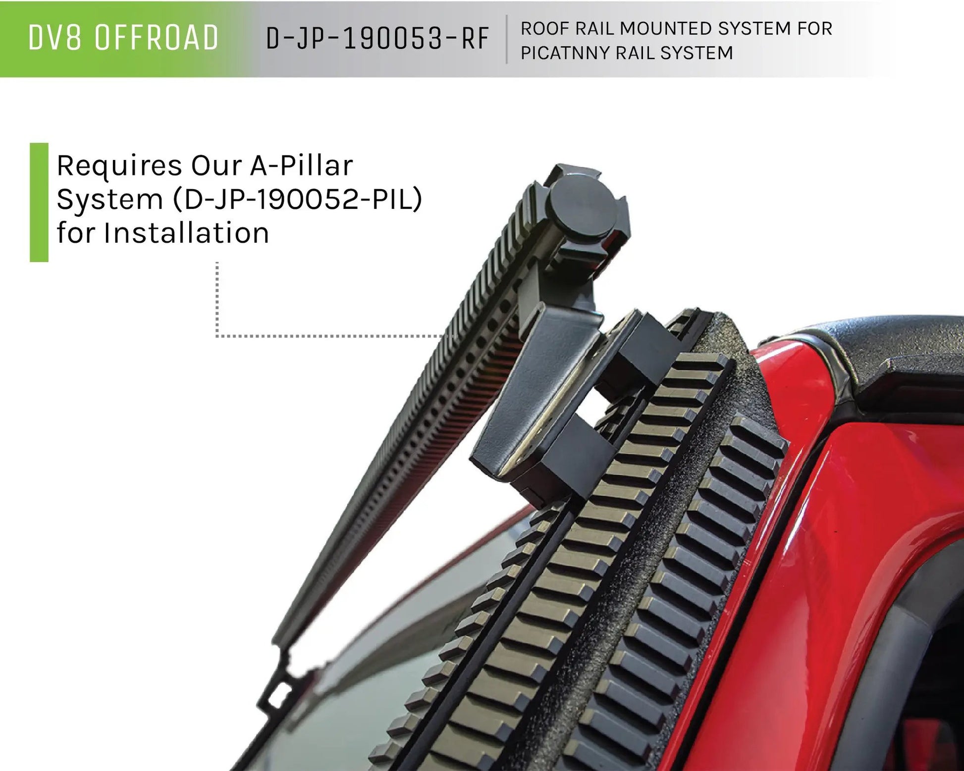 DV8 Offroad 07-18 Jeep Wrangler JK Picatinny Roof Rail Mounted System by DV8 Offroad