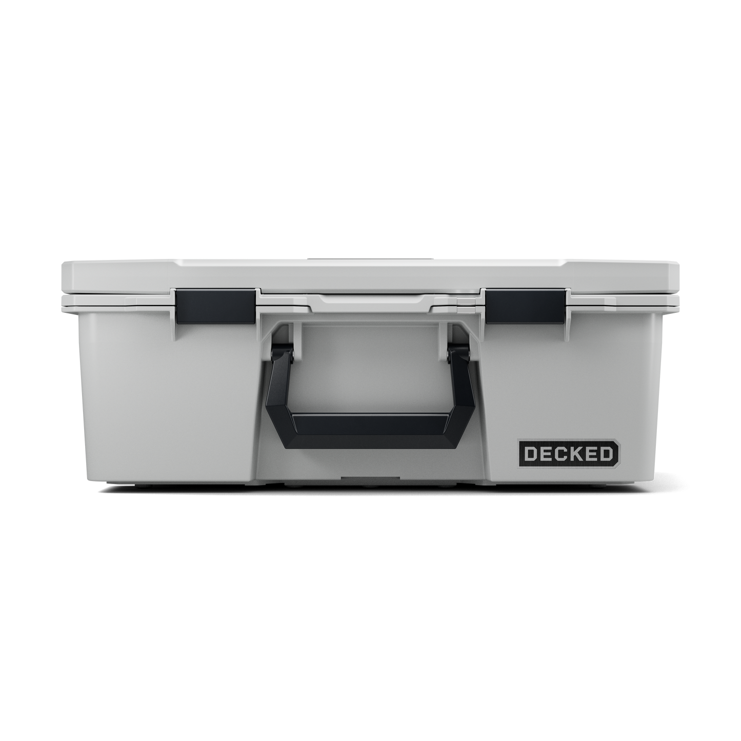 DECKED Halfrack 32 Case - Includes one (1) weatherproof 32-liter latching case and two (2) Case Dividers - In Cool Gray with black latches by DECKED