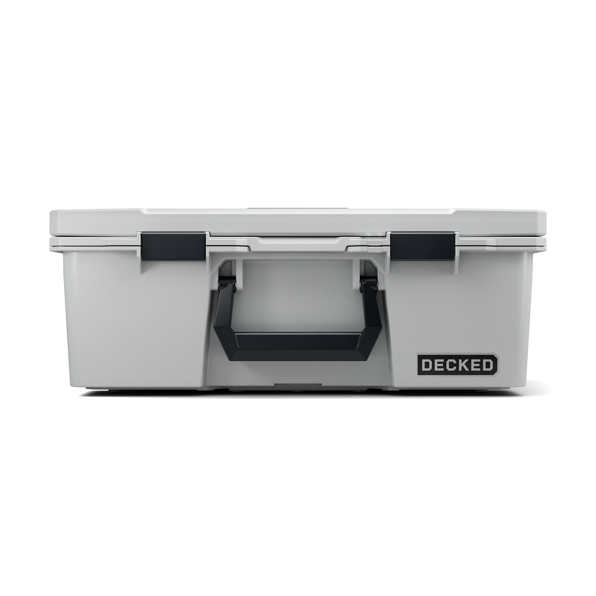 DECKED Halfrack 32 Case - Includes one (1) weatherproof 32-liter latching case and two (2) Case Dividers - In Cool Gray with black latches by DECKED