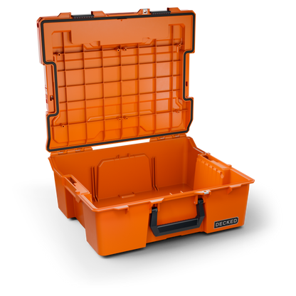DECKED Halfrack 32 - includes two (2) dividers - blaze orange with black latches