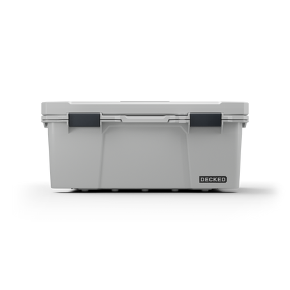 DECKED Sixer 16 Case - Includes one (1) weatherproof 16-liter latching case and one (1) Cargo Tray - In Cool Gray with black latches by DECKED