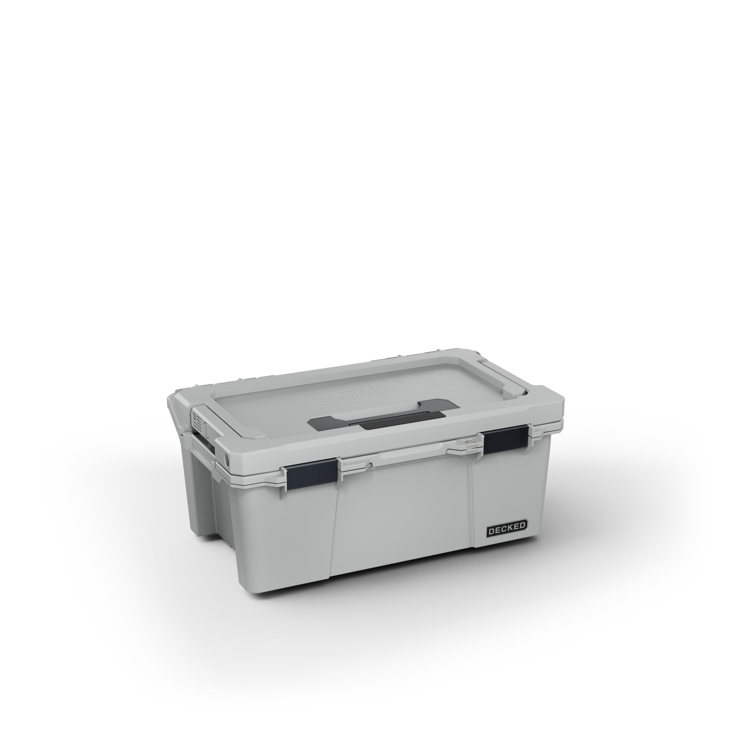 DECKED Sixer 16 Case - Includes one (1) weatherproof 16-liter latching case and one (1) Cargo Tray - In Cool Gray with black latches by DECKED