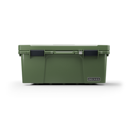 DECKED Sixer 16 Case - Includes one (1) weatherproof 16-liter latching case and one (1) Cargo Tray - In Ranger Green with black latches by DECKED