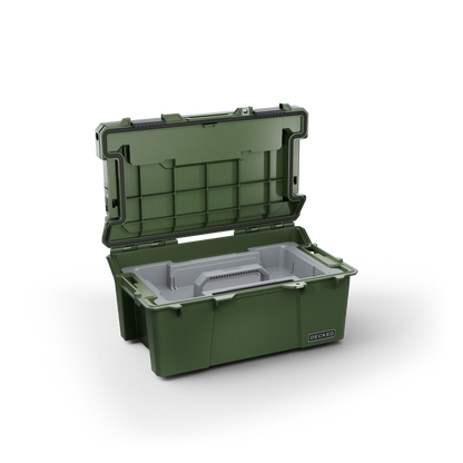 DECKED Sixer 16 Case - Includes one (1) weatherproof 16-liter latching case and one (1) Cargo Tray - In Ranger Green with black latches by DECKED