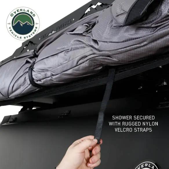OVS HD Nomadic Shower - Quick Deploying Double Shower, 42" x 84", Grey Body, Green Trim W/Black Travel Bag by OVS