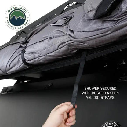 OVS HD Nomadic Shower - Quick Deploying Double Shower, 42" x 84", Grey Body, Green Trim W/Black Travel Bag by OVS