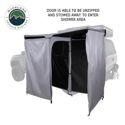 OVS HD Nomadic Shower - Quick Deploying Double Shower, 42" x 84", Grey Body, Green Trim W/Black Travel Bag by OVS