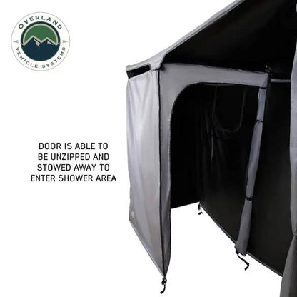 OVS HD Nomadic Shower - Quick Deploying Double Shower, 42" x 84", Grey Body, Green Trim W/Black Travel Bag by OVS