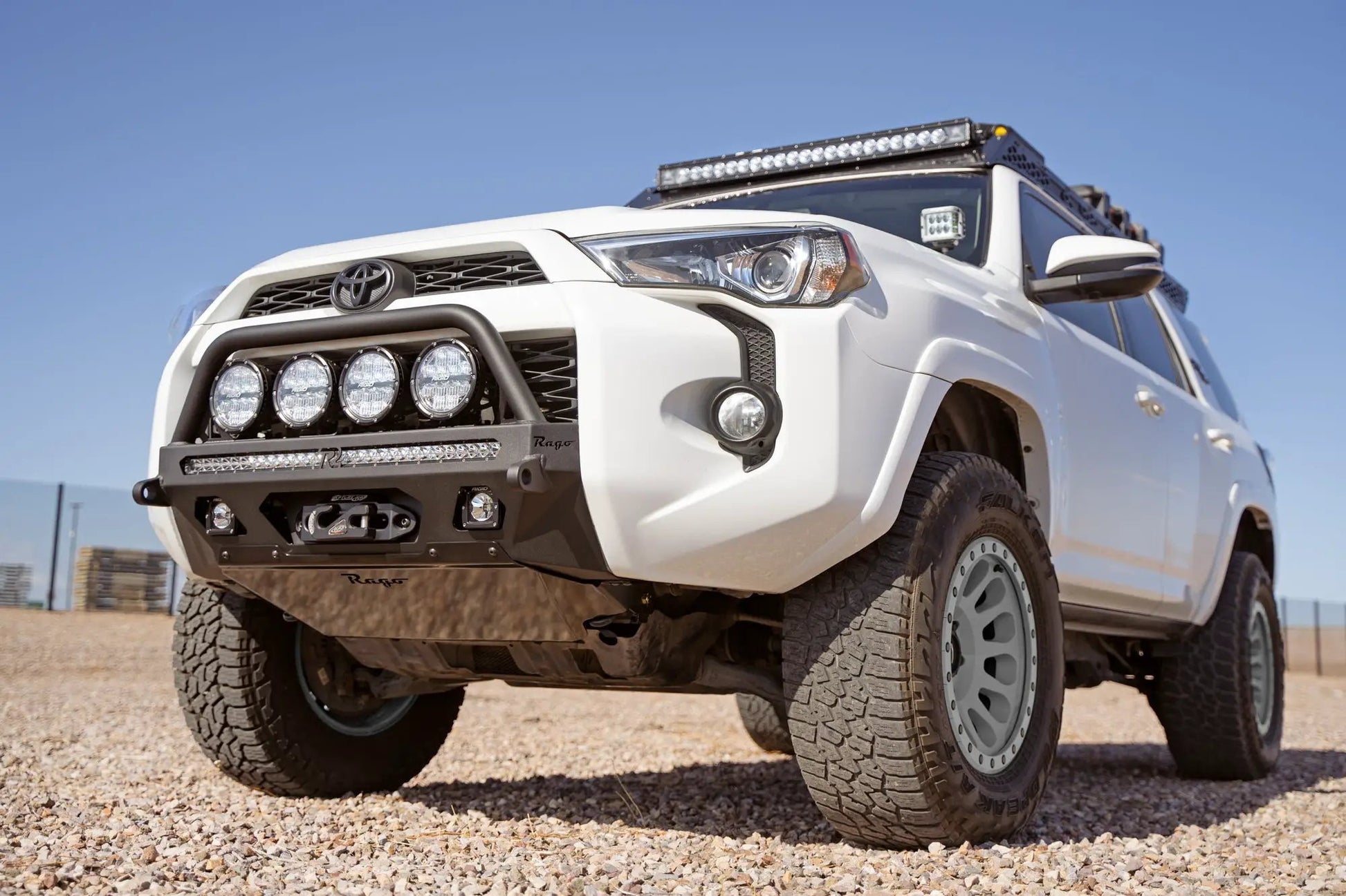 Rago Fabrication 2014-2024 Toyota 4Runner Center Mount Winch Front Bumper with Top Hoop by Rago Fabrication