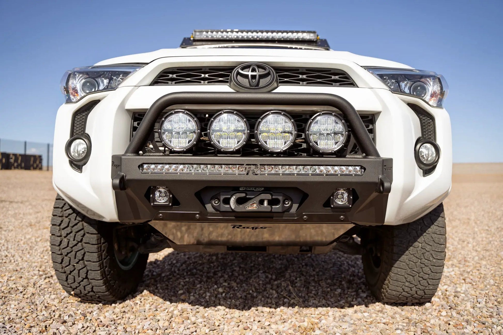 Rago Fabrication 2014-2024 Toyota 4Runner Center Mount Winch Front Bumper with Top Hoop by Rago Fabrication