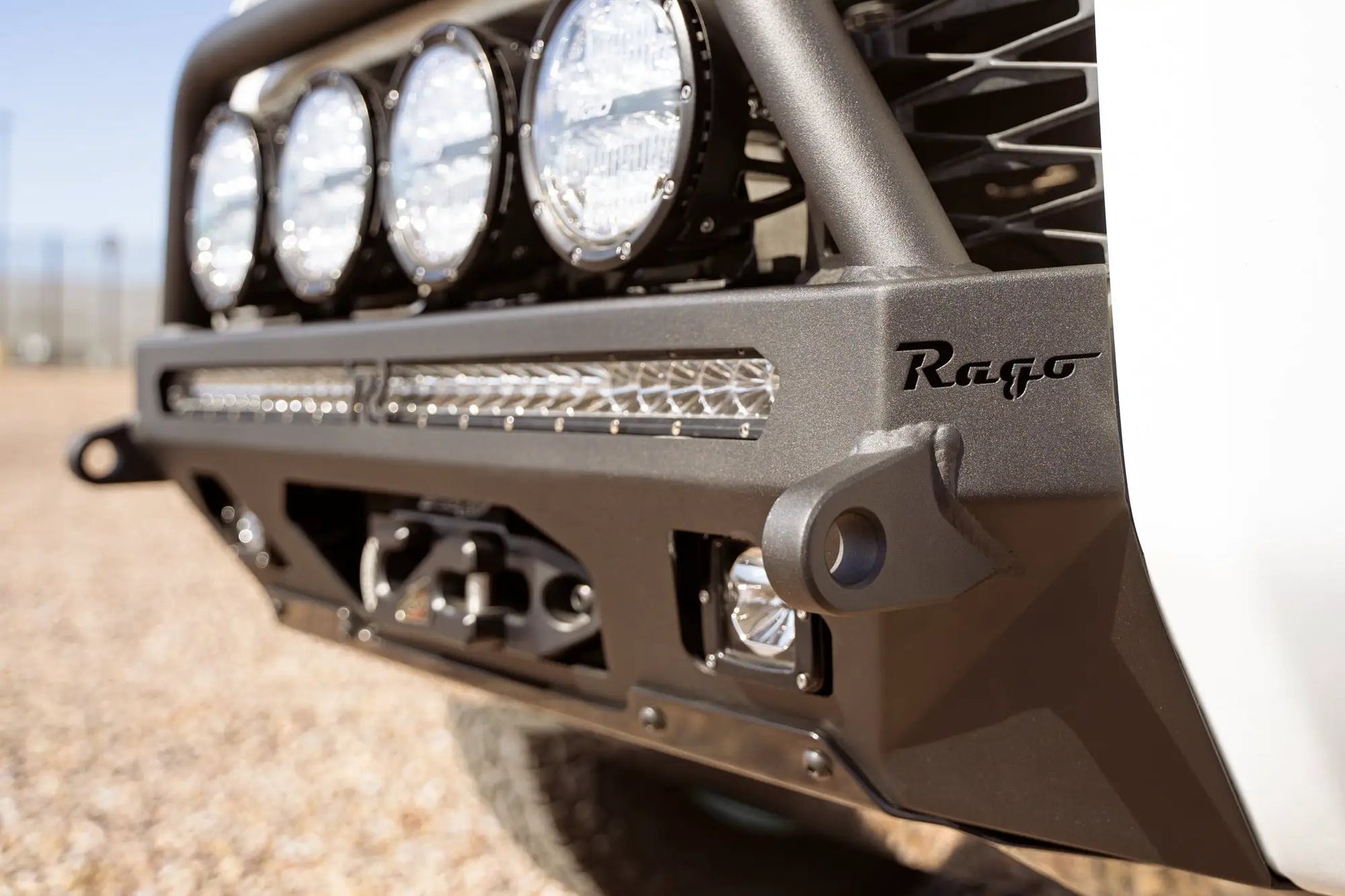 Rago Fabrication 2014-2024 Toyota 4Runner Center Mount Winch Front Bumper with Top Hoop by Rago Fabrication