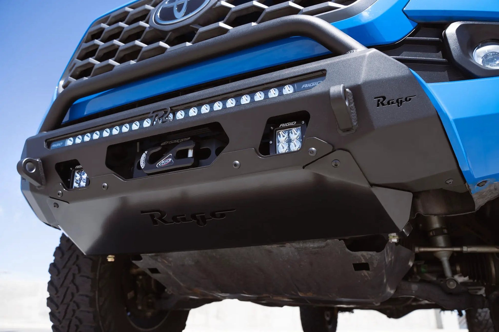 Rago Fabrication 2016-2023 Toyota Tacoma Center Mount Winch Front Bumper w/ Top Hoop by Rago Fabrication