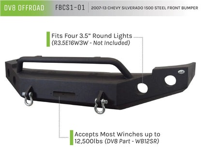 DV8 Offroad 07-13 Chevy Silverado 1500 Truck Front Full Size Bumper by DV8 Offroad