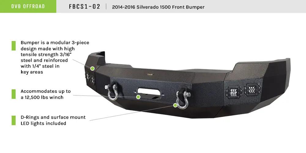 DV8 Offroad 14-15 Chevy Silverado 1500 Truck Front Full Size Bumper by DV8 Offroad