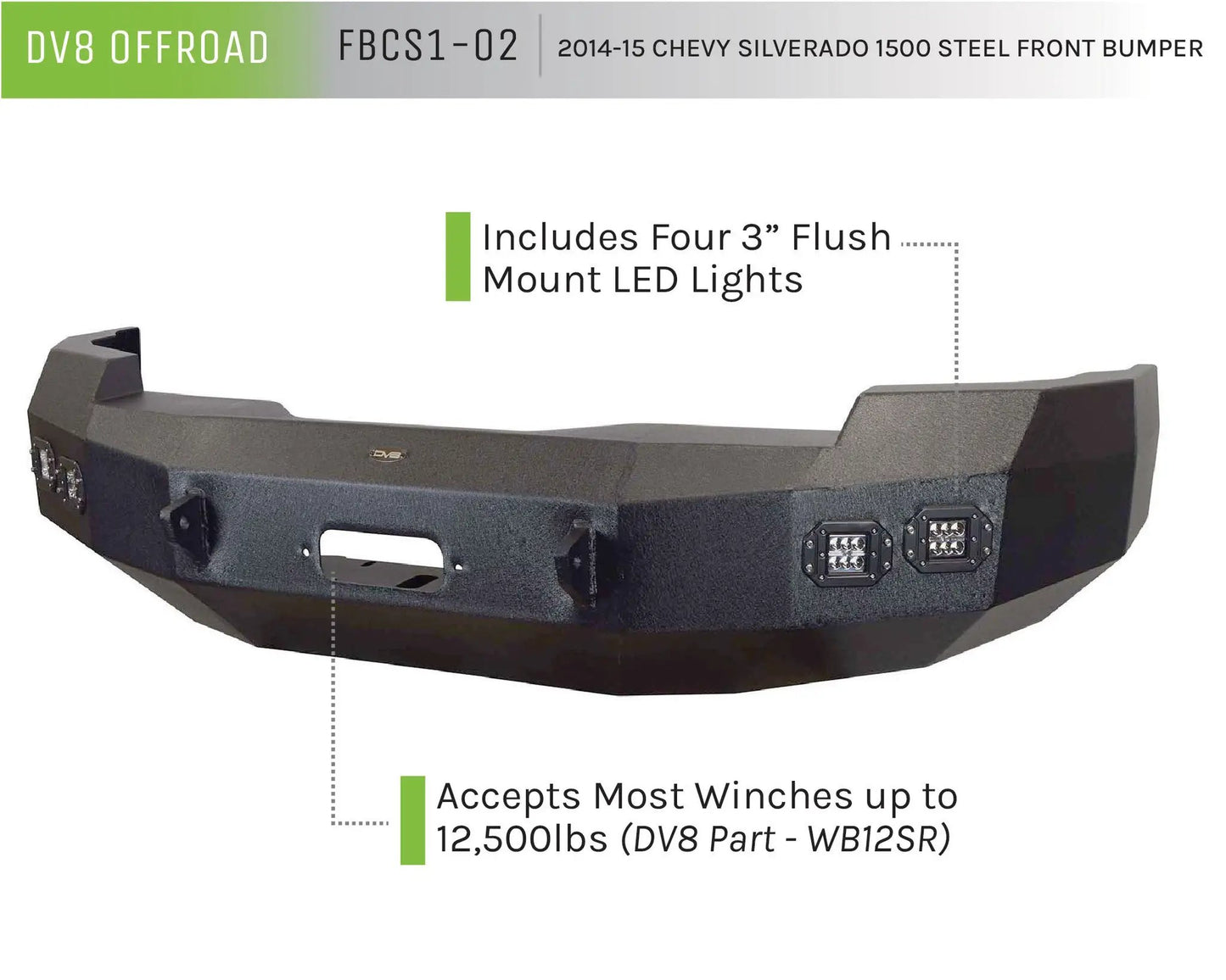 DV8 Offroad 14-15 Chevy Silverado 1500 Truck Front Full Size Bumper by DV8 Offroad