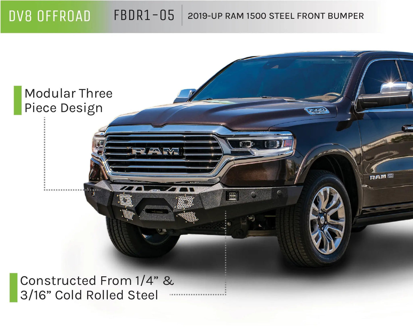 DV8 Offroad 19+ RAM 1500 Truck Front Full Size Bumper by DV8 Offroad