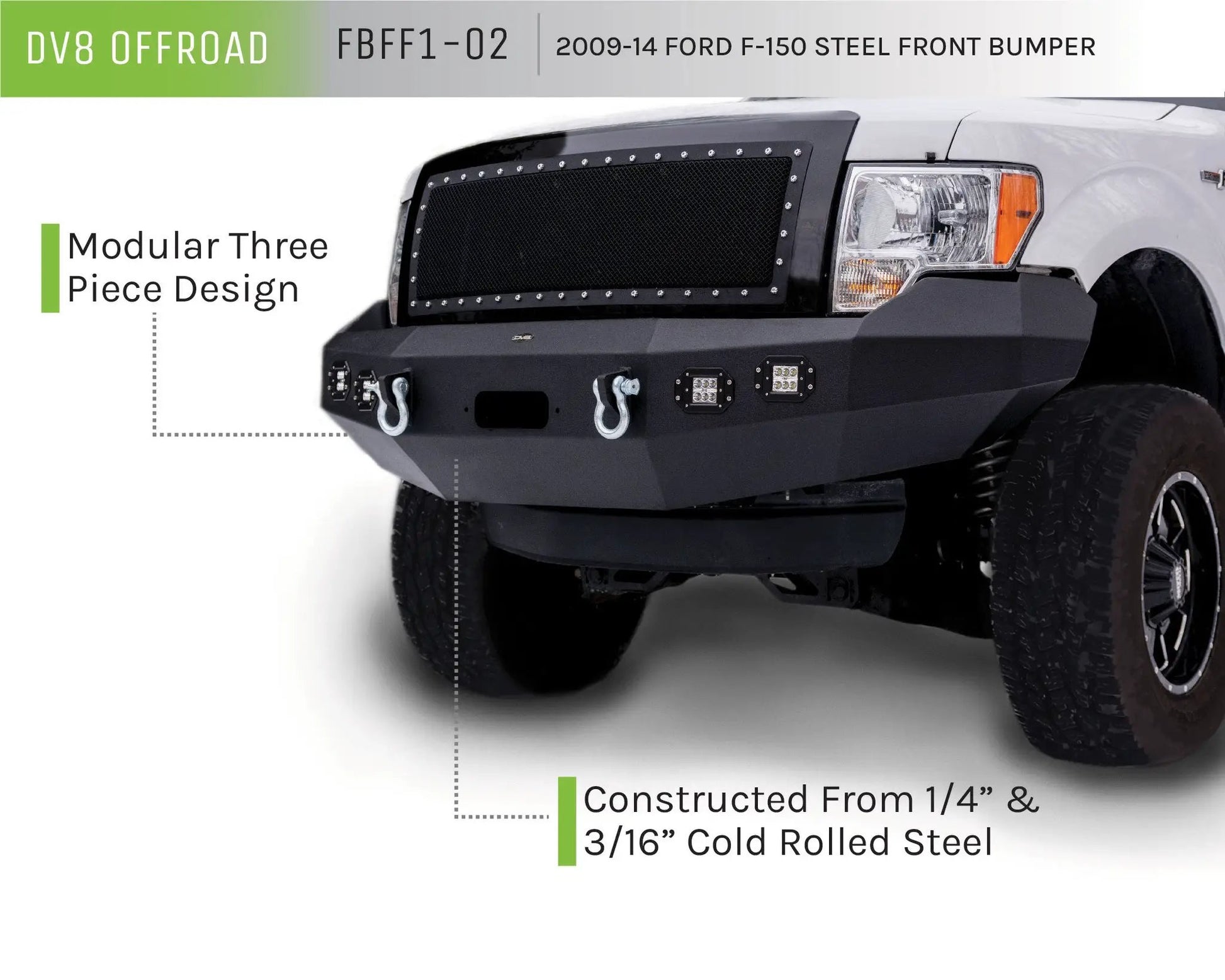DV8 Offroad 09-14 Ford F-150 Truck Front Full Size Bumper by DV8 Offroad