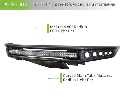 DV8 Offroad 09-14 Ford F-150 Truck Front Full Size Bumper; Baja Style by DV8 Offroad
