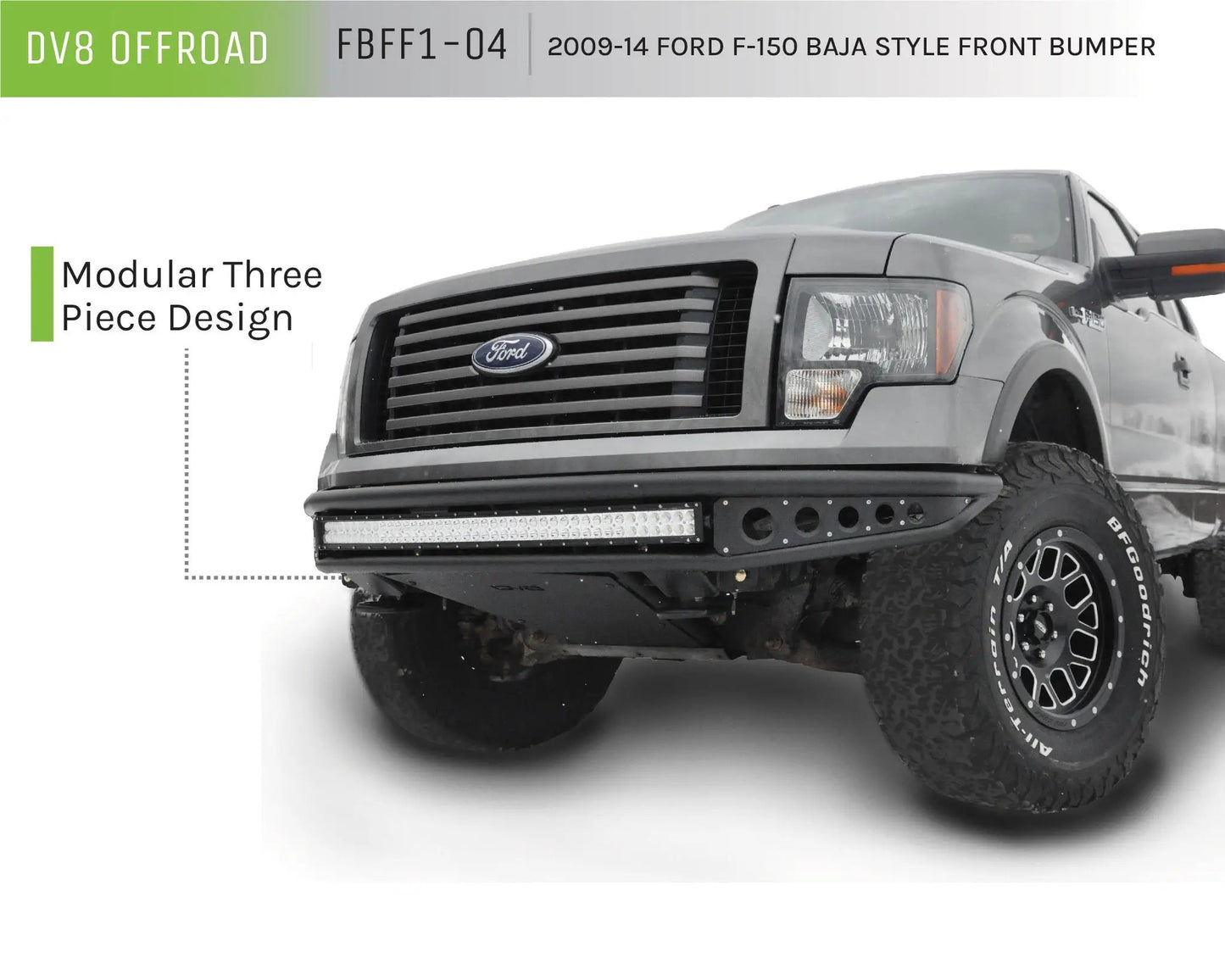 DV8 Offroad 09-14 Ford F-150 Truck Front Full Size Bumper; Baja Style by DV8 Offroad