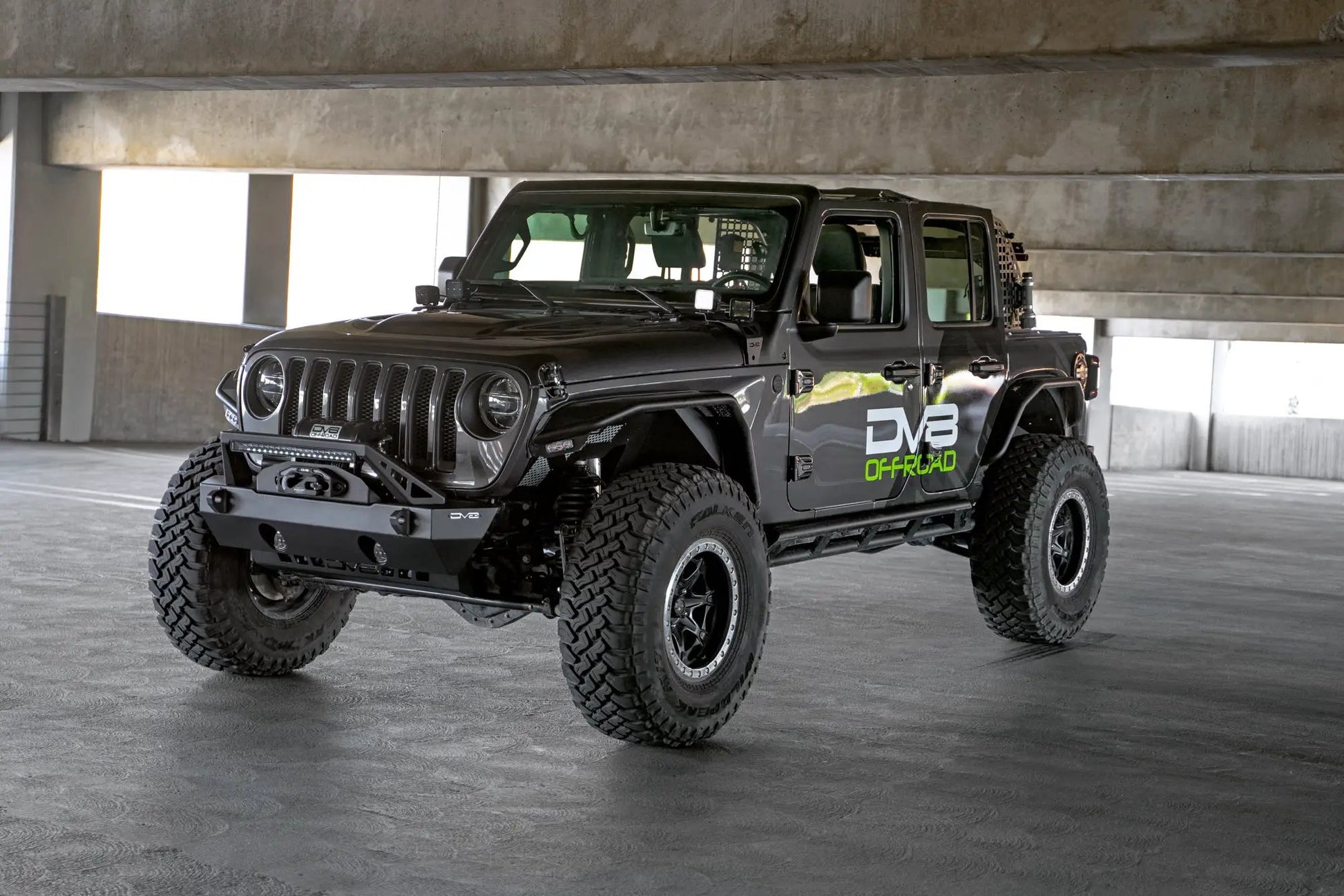 DV8 Offroad FS-25 Stubby Front Bumper with Plated Bull Bar by DV8 Offroad