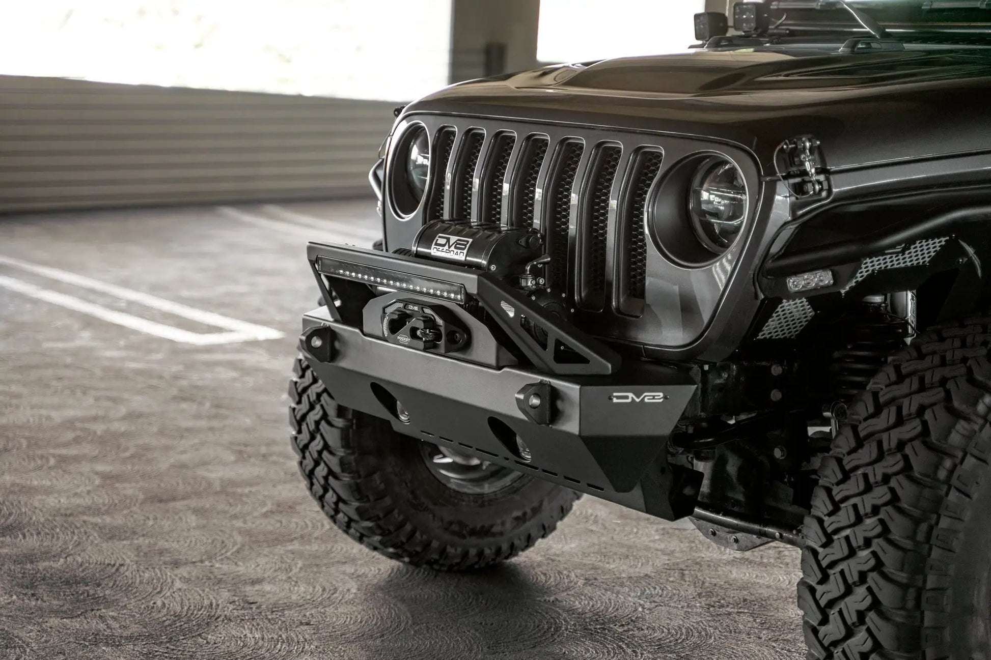 DV8 Offroad FS-25 Stubby Front Bumper with Plated Bull Bar by DV8 Offroad