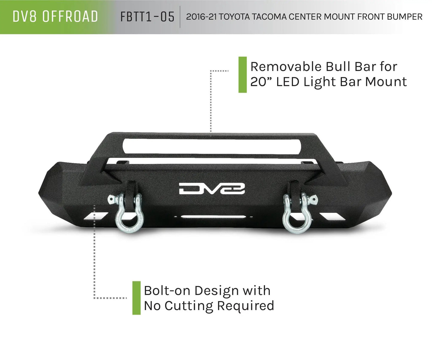 DV8 Offroad 16+ Toyota Tacoma Truck Center Mount Front Bumper by DV8 Offroad