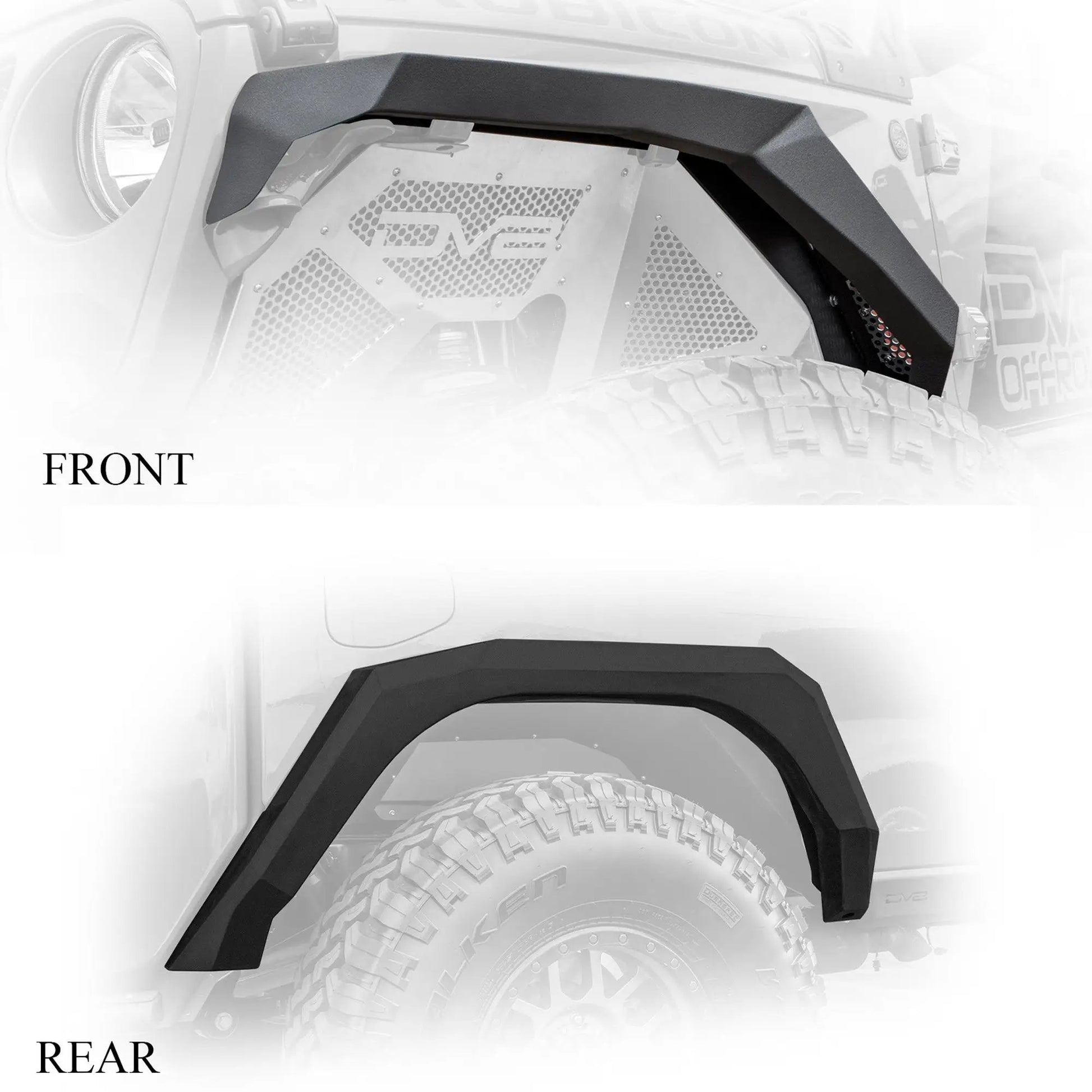 DV8 Offroad Jeep JT Fender Flares; Armor; Front & Rear by DV8 Offroad