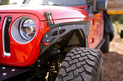 DV8 Offroad FDGL-03 is a 4pc fender deletion kit for the 20-22 Jeep Gladiator JT. Constructed from steel and protected with a multi stage powder coat the FDGL-03 offers maximum body clearance on the trail with no restriction to wheel travel by DV8 Offroad