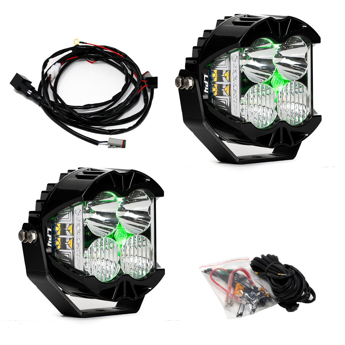 Baja Designs LP4 Pro LED Auxiliary Light Pod Pair (Light Pattern: Driving/Combo; Color: Clear; Backlight: Green)